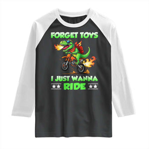 Motocross Dirt Bike Boys Raglan Shirt Forget Toys I Just Wanna Ride TS14 Black White Print Your Wear