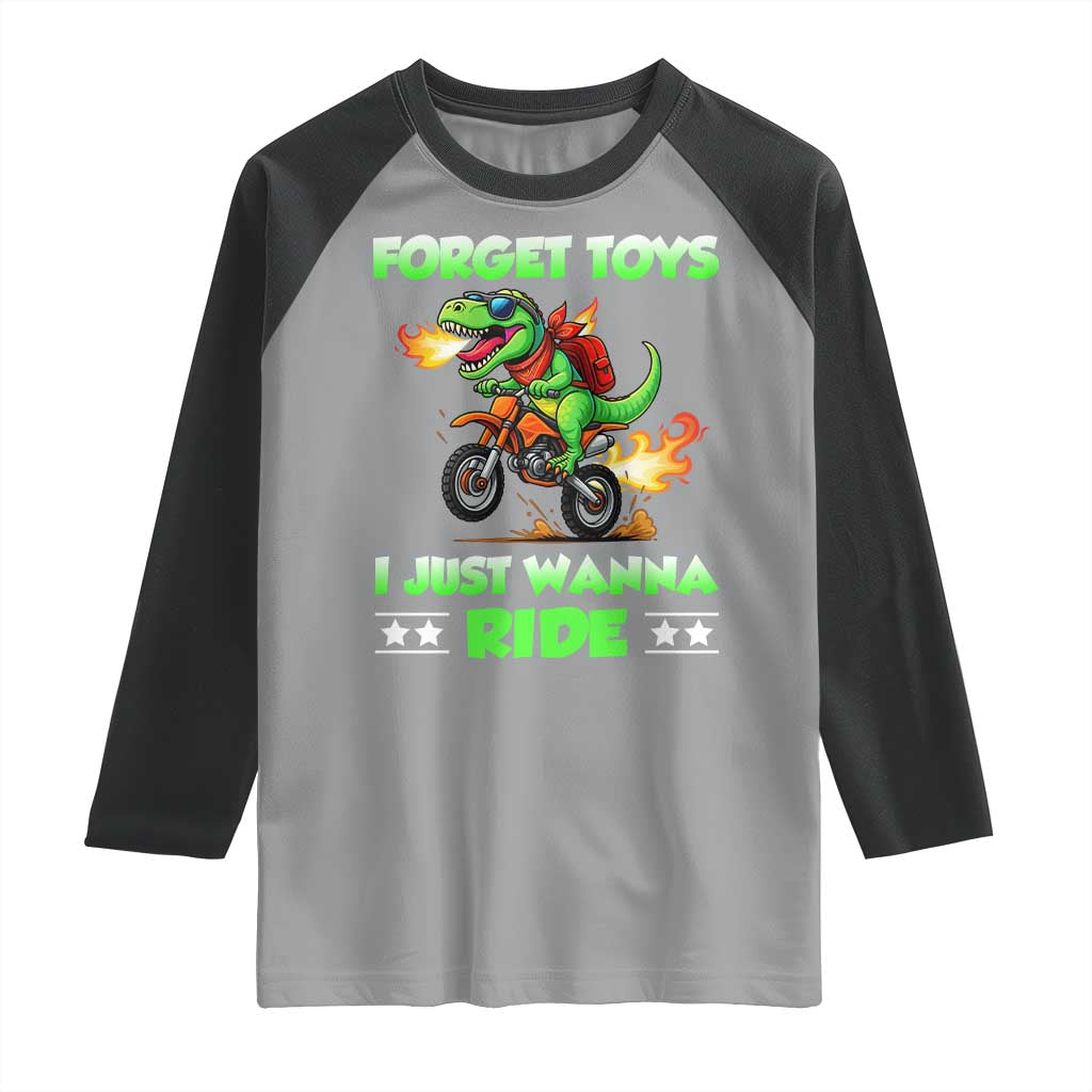 Motocross Dirt Bike Boys Raglan Shirt Forget Toys I Just Wanna Ride TS14 Sport Gray Black Print Your Wear