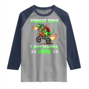 Motocross Dirt Bike Boys Raglan Shirt Forget Toys I Just Wanna Ride TS14 Sport Gray Navy Print Your Wear