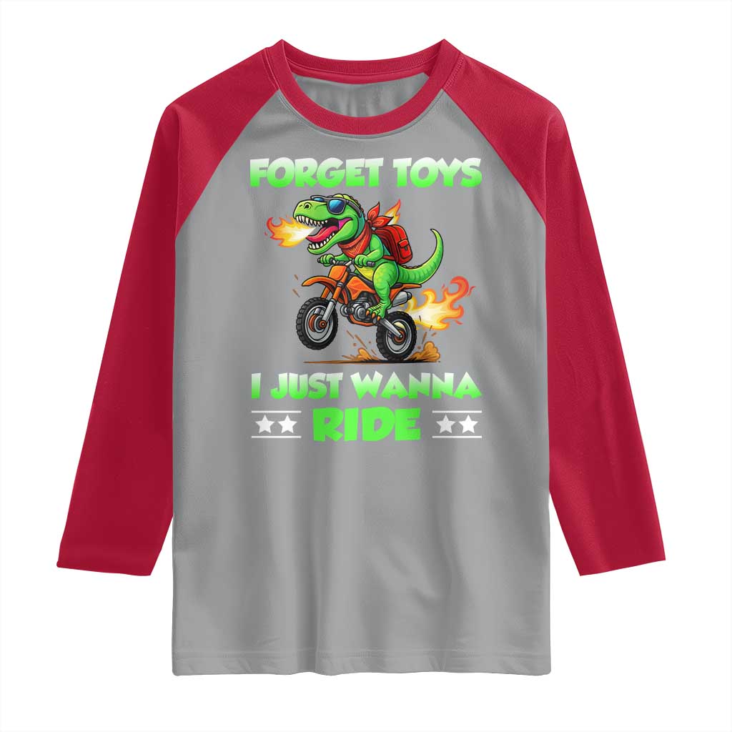 Motocross Dirt Bike Boys Raglan Shirt Forget Toys I Just Wanna Ride TS14 Sport Gray Red Print Your Wear