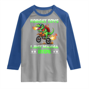 Motocross Dirt Bike Boys Raglan Shirt Forget Toys I Just Wanna Ride TS14 Sport Gray Royal Print Your Wear