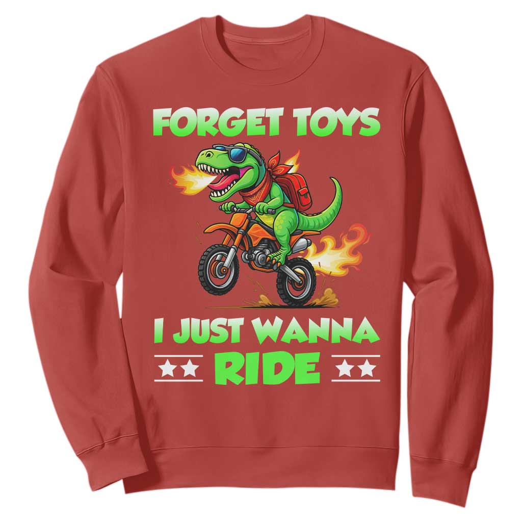 Motocross Dirt Bike Boys Sweatshirt Forget Toys I Just Wanna Ride TS14 Red Print Your Wear