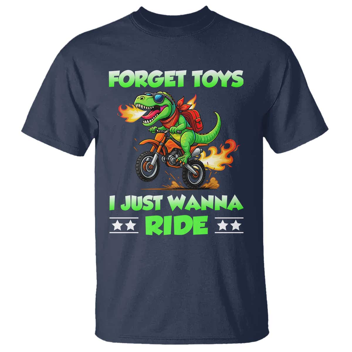 Motocross Dirt Bike Boys T Shirt Forget Toys I Just Wanna Ride TS14 Navy Print Your Wear