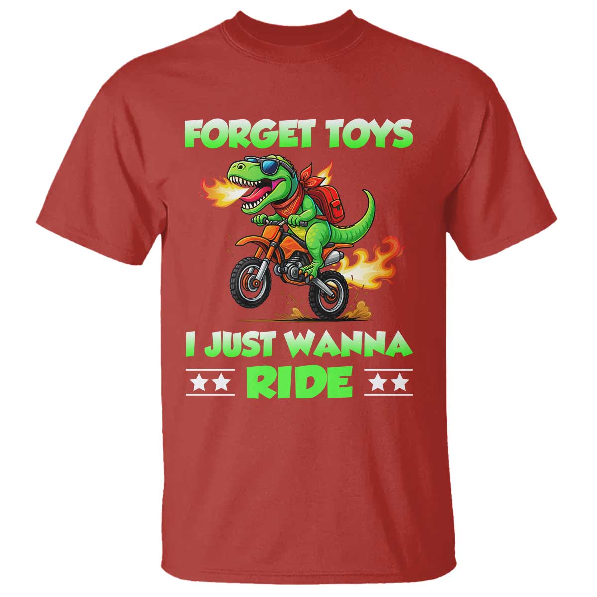 Motocross Dirt Bike Boys T Shirt Forget Toys I Just Wanna Ride TS14 Red Print Your Wear