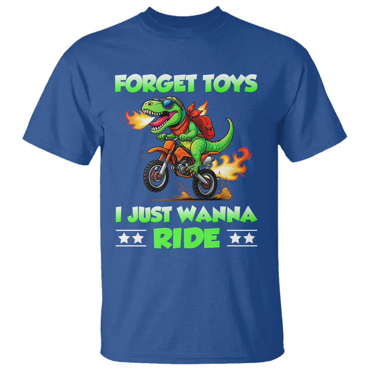 Motocross Dirt Bike Boys T Shirt Forget Toys I Just Wanna Ride TS14 Royal Blue Print Your Wear