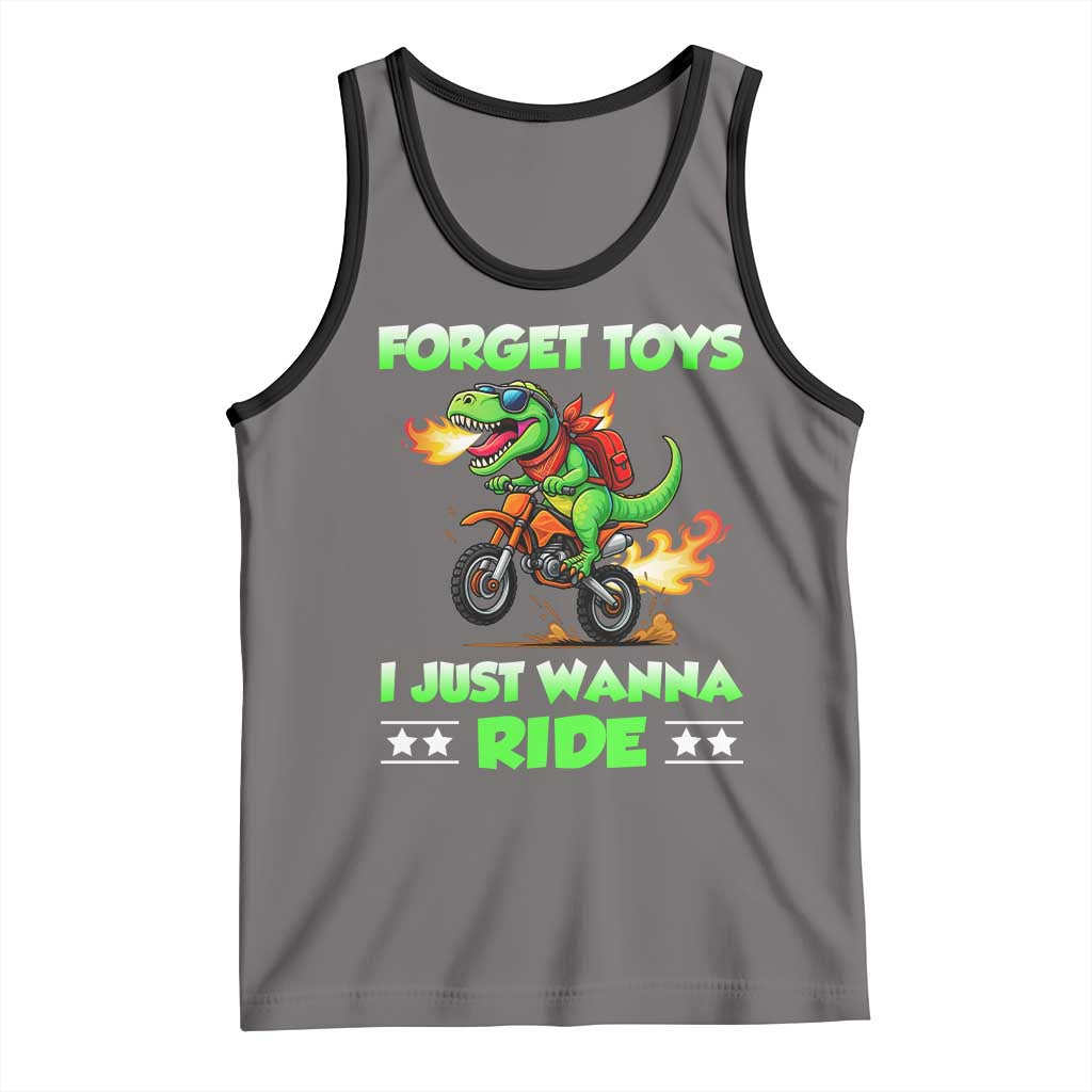 Motocross Dirt Bike Boys Tank Top Forget Toys I Just Wanna Ride TS14 Deep Heather Black Print Your Wear