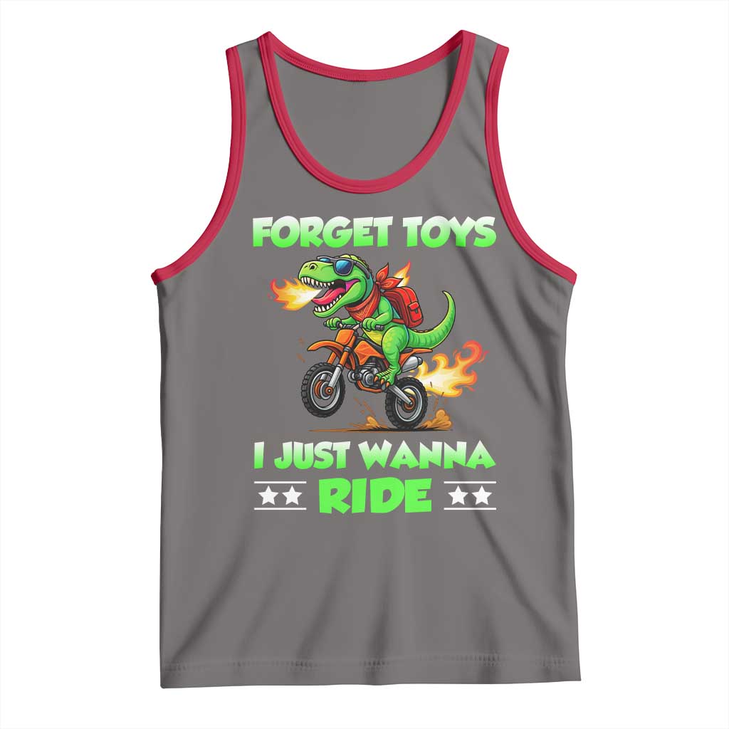 Motocross Dirt Bike Boys Tank Top Forget Toys I Just Wanna Ride TS14 Deep Heather Red Print Your Wear