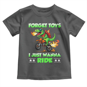 Motocross Dirt Bike Boys Toddler T Shirt Forget Toys I Just Wanna Ride TS14 Dark Heather Print Your Wear