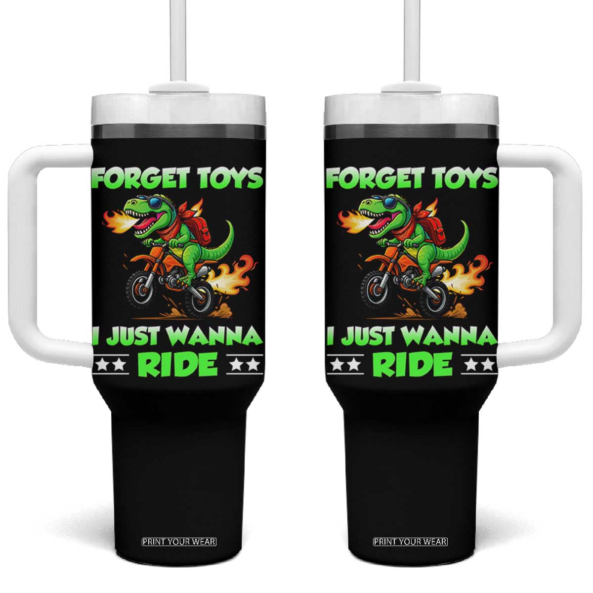 Motocross Dirt Bike Boys Tumbler With Handle Forget Toys I Just Wanna Ride TS14 One Size: 40 oz Black Print Your Wear