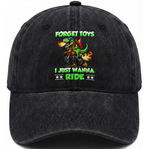 Motocross Dirt Bike Boys Washed Cotton Baseball Cap Forget Toys I Just Wanna Ride TS14 Washed Cap Universal Fit Black Print Your Wear