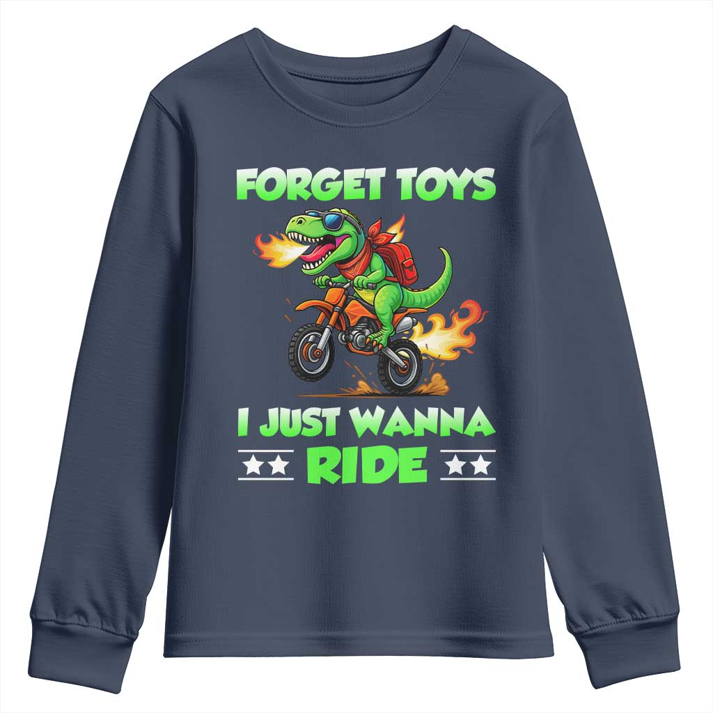 Motocross Dirt Bike Boys Youth Sweatshirt Forget Toys I Just Wanna Ride TS14 Navy Print Your Wear