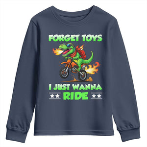 Motocross Dirt Bike Boys Youth Sweatshirt Forget Toys I Just Wanna Ride TS14 Navy Print Your Wear