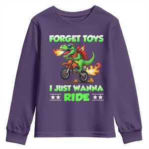 Motocross Dirt Bike Boys Youth Sweatshirt Forget Toys I Just Wanna Ride TS14 Purple Print Your Wear