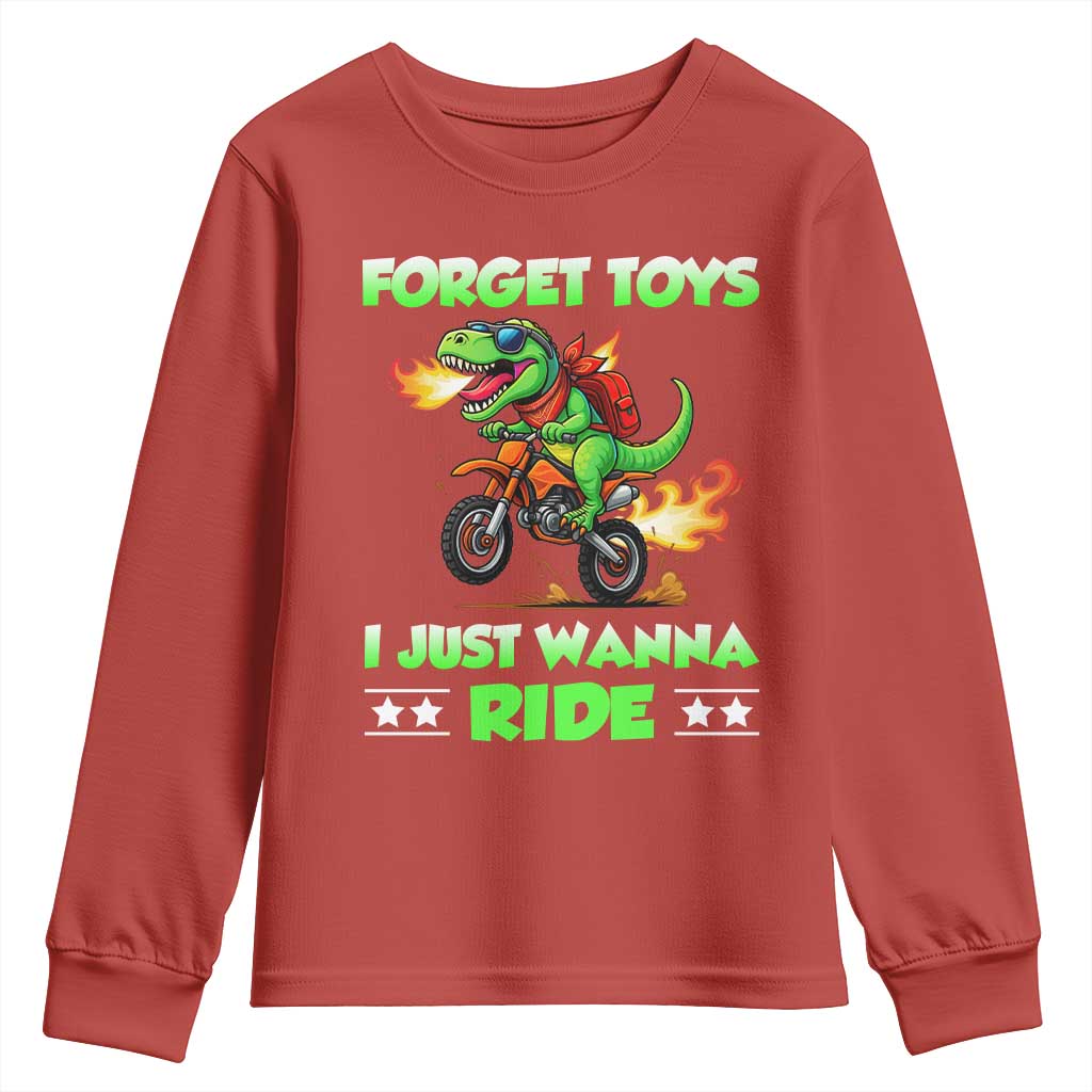 Motocross Dirt Bike Boys Youth Sweatshirt Forget Toys I Just Wanna Ride TS14 Red Print Your Wear