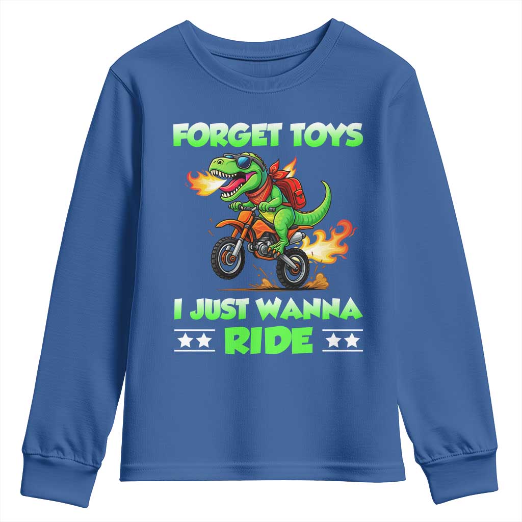 Motocross Dirt Bike Boys Youth Sweatshirt Forget Toys I Just Wanna Ride TS14 Royal Blue Print Your Wear