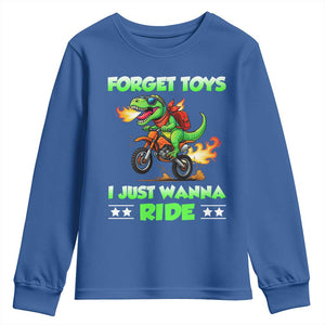 Motocross Dirt Bike Boys Youth Sweatshirt Forget Toys I Just Wanna Ride TS14 Royal Blue Print Your Wear