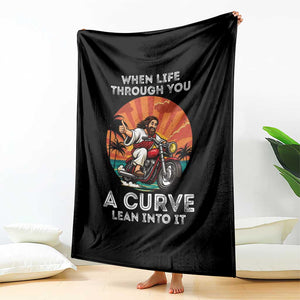 Funny Jesus Christian Motorcycle Throw Blanket When Life Throws You A Curve Lean Into It TS14 Print Your Wear