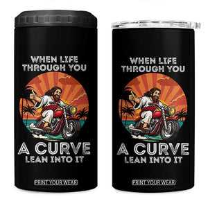 Funny Jesus Christian Motorcycle 4 in 1 Can Cooler Tumbler When Life Throws You A Curve Lean Into It TS14 One Size: 16 oz Black Print Your Wear