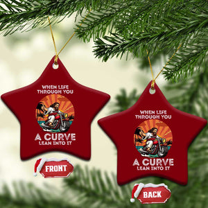 Funny Jesus Christian Motorcycle Ceramic Ornament When Life Throws You A Curve Lean Into It TS14 Print Your Wear