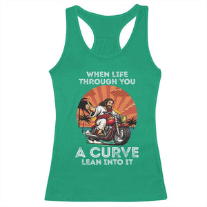 Funny Jesus Christian Motorcycle Racerback Tank Top When Life Throws You A Curve Lean Into It TS14 Irish Green Print Your Wear