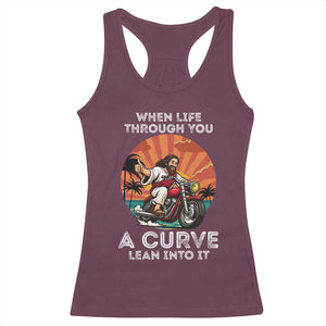 Funny Jesus Christian Motorcycle Racerback Tank Top When Life Throws You A Curve Lean Into It TS14 Maroon Print Your Wear