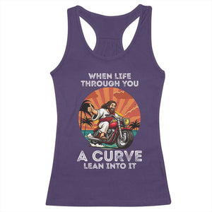 Funny Jesus Christian Motorcycle Racerback Tank Top When Life Throws You A Curve Lean Into It TS14 Purple Print Your Wear