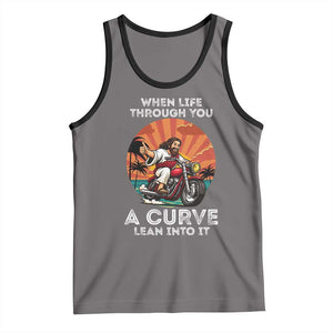 Funny Jesus Christian Motorcycle Tank Top When Life Throws You A Curve Lean Into It TS14 Deep Heather Black Print Your Wear
