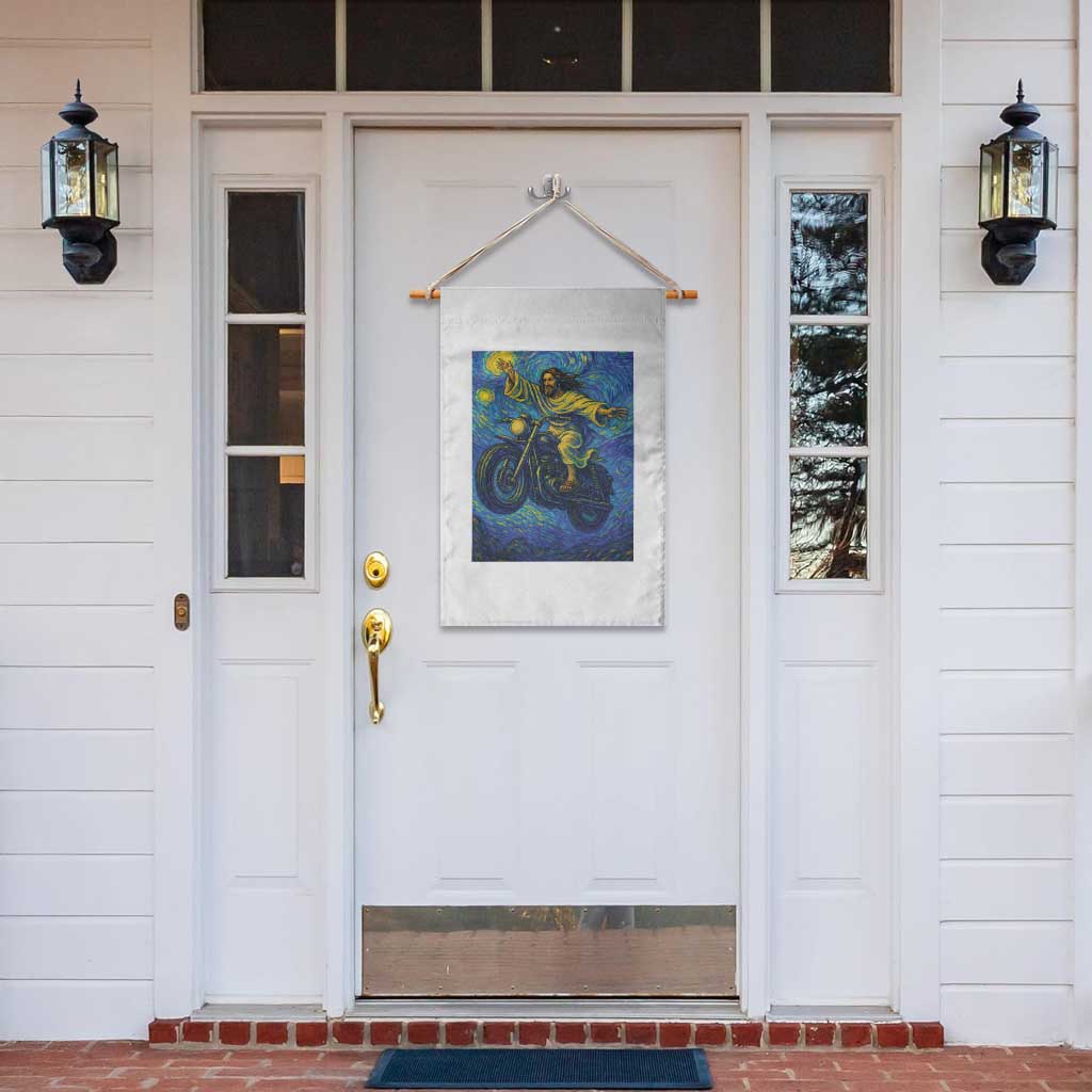 Funny Jesus Christian Motorcycle Garden Flag Starry Night Van Gogh Biker TS14 Print Your Wear