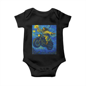 Funny Jesus Christian Motorcycle Baby Onesie Starry Night Van Gogh Biker TS14 Black Print Your Wear