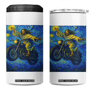 Funny Jesus Christian Motorcycle 4 in 1 Can Cooler Tumbler Starry Night Van Gogh Biker TS14 One Size: 16 oz White Print Your Wear
