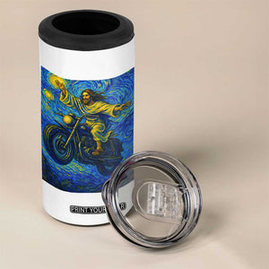 Funny Jesus Christian Motorcycle 4 in 1 Can Cooler Tumbler Starry Night Van Gogh Biker TS14 Print Your Wear