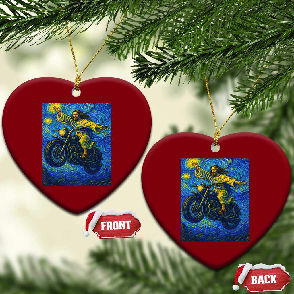 Funny Jesus Christian Motorcycle Ceramic Ornament Starry Night Van Gogh Biker TS14 Print Your Wear