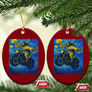 Funny Jesus Christian Motorcycle Ceramic Ornament Starry Night Van Gogh Biker TS14 Print Your Wear