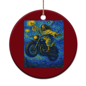 Funny Jesus Christian Motorcycle Ceramic Ornament Starry Night Van Gogh Biker TS14 1pc Red Print Your Wear