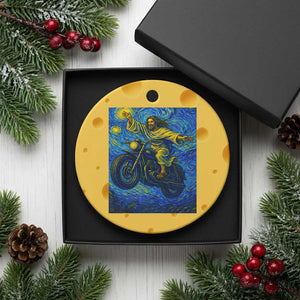 Funny Jesus Christian Motorcycle Ceramic Ornament Starry Night Van Gogh Biker TS14 1pc Yellow Cheese Print Your Wear