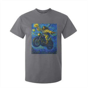 Funny Jesus Christian Motorcycle T Shirt For Kid Starry Night Van Gogh Biker TS14 Charcoal Print Your Wear
