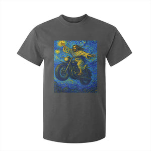 Funny Jesus Christian Motorcycle T Shirt For Kid Starry Night Van Gogh Biker TS14 Dark Heather Print Your Wear