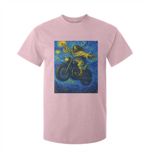 Funny Jesus Christian Motorcycle T Shirt For Kid Starry Night Van Gogh Biker TS14 Light Pink Print Your Wear