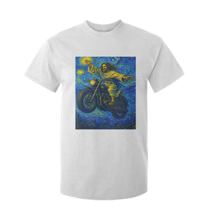 Funny Jesus Christian Motorcycle T Shirt For Kid Starry Night Van Gogh Biker TS14 White Print Your Wear