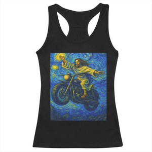 Funny Jesus Christian Motorcycle Racerback Tank Top Starry Night Van Gogh Biker TS14 Black Print Your Wear