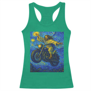 Funny Jesus Christian Motorcycle Racerback Tank Top Starry Night Van Gogh Biker TS14 Irish Green Print Your Wear