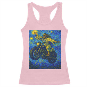 Funny Jesus Christian Motorcycle Racerback Tank Top Starry Night Van Gogh Biker TS14 Light Pink Print Your Wear