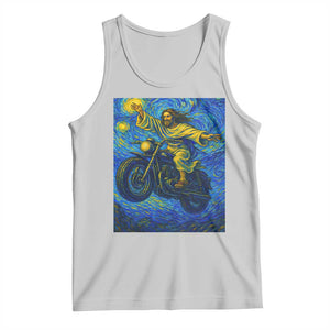 Funny Jesus Christian Motorcycle Tank Top Starry Night Van Gogh Biker TS14 Ash Print Your Wear