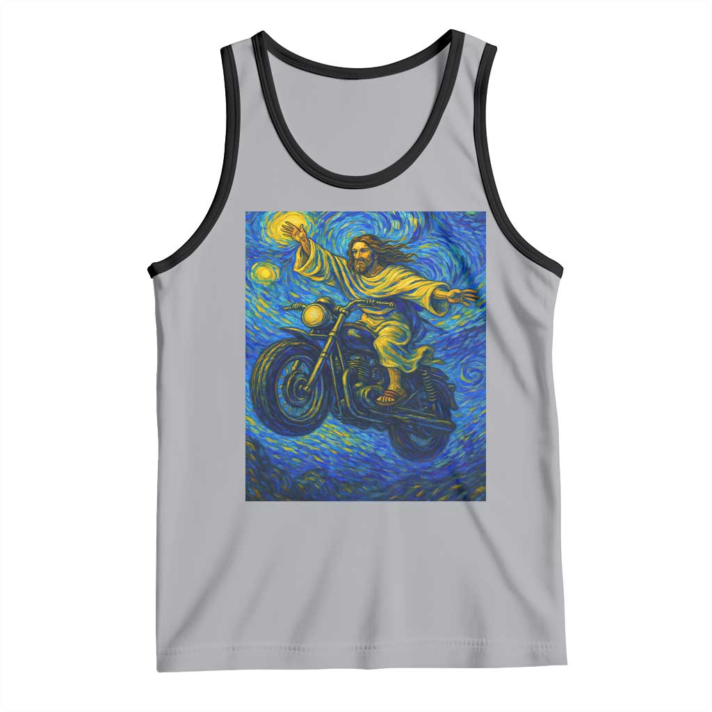 Funny Jesus Christian Motorcycle Tank Top Starry Night Van Gogh Biker TS14 Athletic Heather Black Print Your Wear