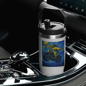Funny Jesus Christian Motorcycle Flip Straw Tumbler Starry Night Van Gogh Biker TS14 Print Your Wear