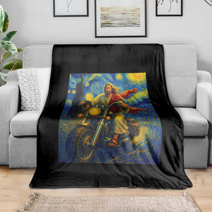 Jesus Christian Motorcycle Starry Night Van Gogh Throw Blanket TS14 Print Your Wear