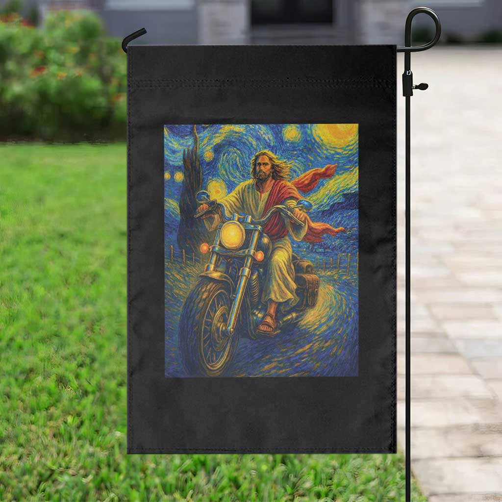 Jesus Christian Motorcycle Starry Night Van Gogh Garden Flag TS14 Print Your Wear