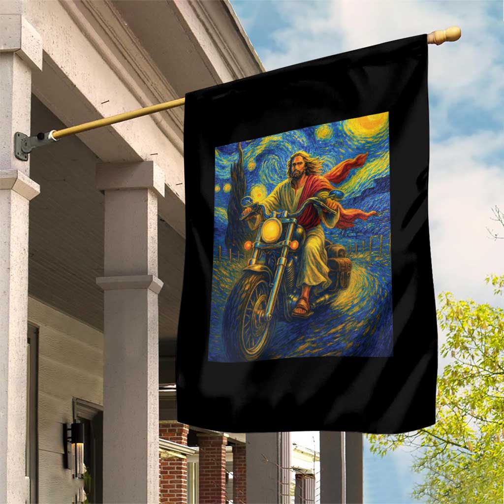 Jesus Christian Motorcycle Starry Night Van Gogh Garden Flag TS14 Print Your Wear