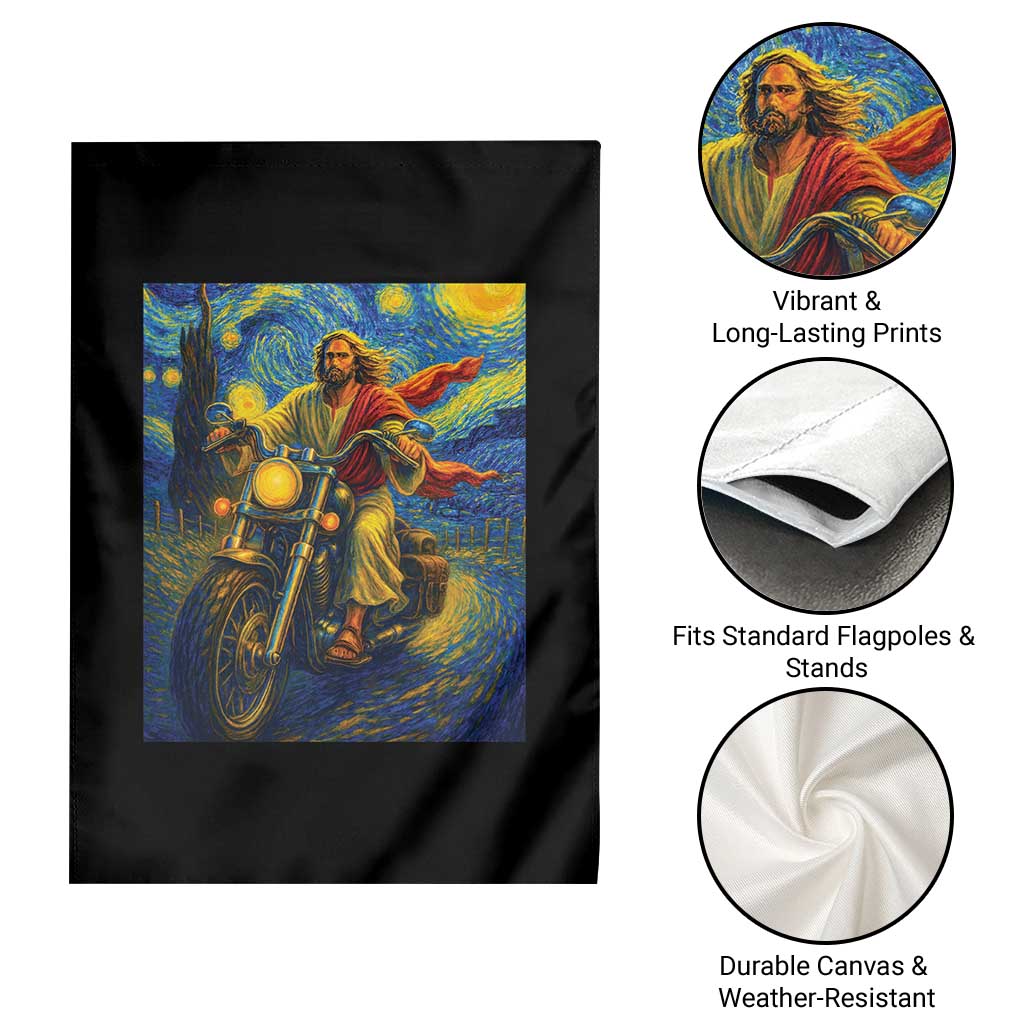 Jesus Christian Motorcycle Starry Night Van Gogh Garden Flag TS14 Print Your Wear