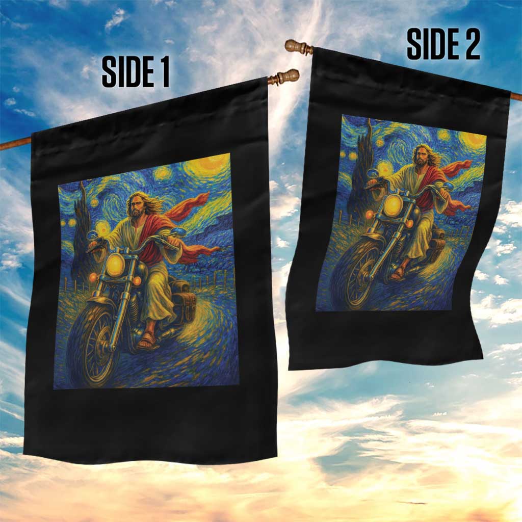 Jesus Christian Motorcycle Starry Night Van Gogh Garden Flag TS14 Print Your Wear
